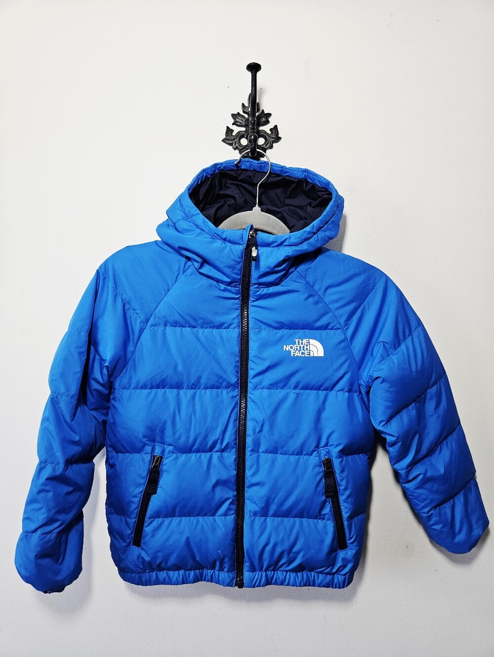 The North Face 550 Reversible Puffer Jacket Boys Size S 7/8 Blue